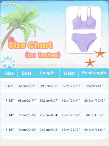 Image of Girl's 2 Piece Swimsuit Solid Spaghetti Strap Bikini Sets Beach Bathing Suit Swimwear for Teen Girls
