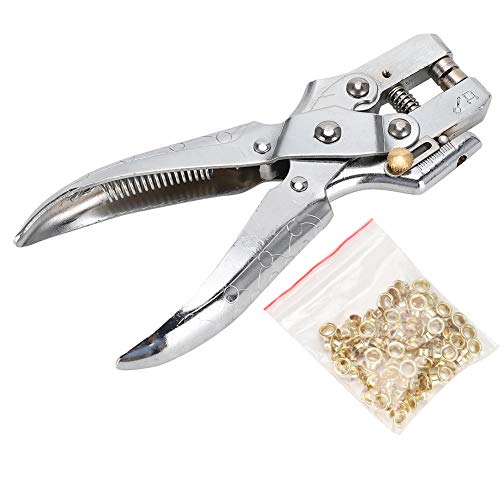 Steel Hole Punch Pliers, Portable Hand Held Leather Press Eyelet Tool with Anti Slip Handle for Leather Fabric Belt Clothes