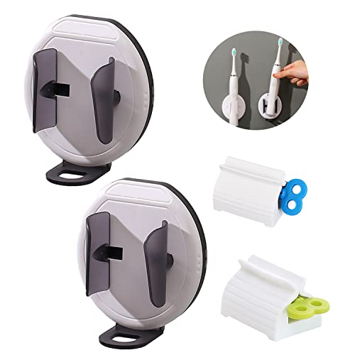 2 extrusores de Pasta de Dientes. 2 Soportes de Cepillo de Dientes electrónicos de Uso General para baño montado en la Pared. Distribuidor de Pasta de Dientes polivalente Cover