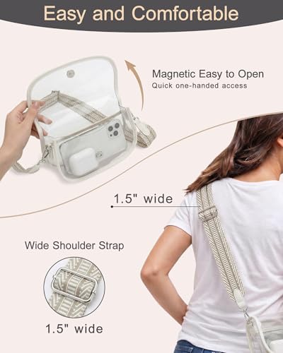 Image of Wuflyover Clear Bag for Stadium Events, Clear Purse Crossbody Bag for Women