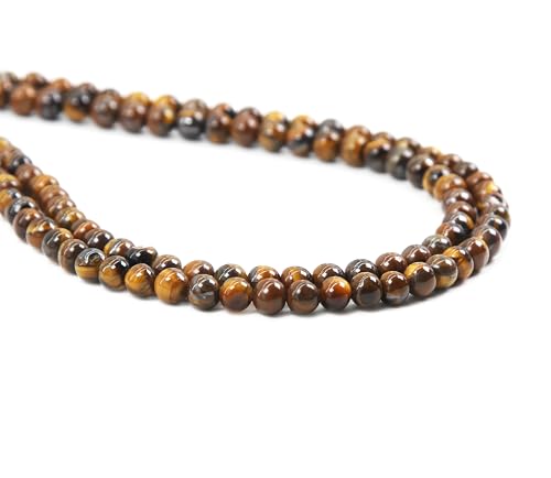 Qiwan 60PCS 6mm Natural Yellow Tiger Eye Gemtone Jewellery String, Round Loose Beads for DIY Jewelry Making, 1 String/15 Inches