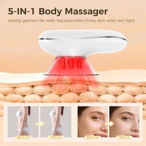 Image of Body Sculpting Machine,5-in-1 Anti Cellulite Massage Tool with Red & Blue Light, Microcurrent, Import Mode,3 Levels Vacuum Massager for Face, Thighs, Waist & Home Spa