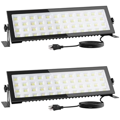 OOOLED 2 Pack LED Shop Lights, 100W 13000LM 6000K Super Bright LED Work Light, IP66 Waterproof LED Flood Light Outdoor with Plug, LED Shop Lights for Workshop, Garage, Shop