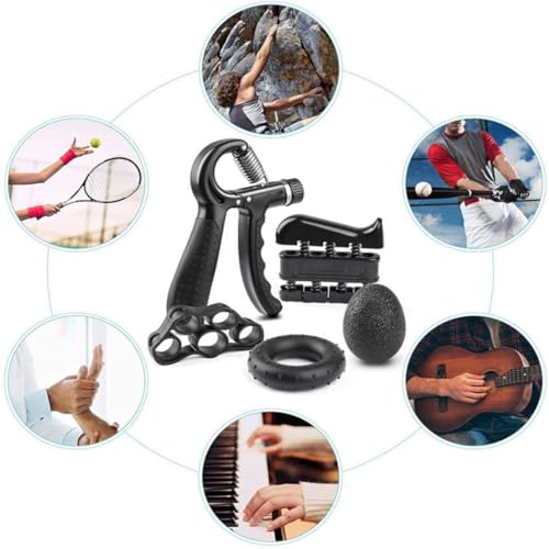 Kit Hand Grip com 5 peças. Fortalecedor de Mão Conjunto de Exercício para Dedos Mãos e Punhos Acessó
