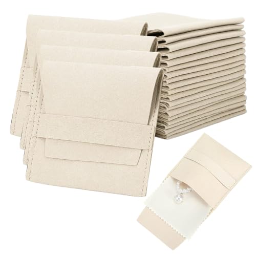 Bolsa de joyería de microfibra de 7x7cm blanca estilo sobre para almacenar 2