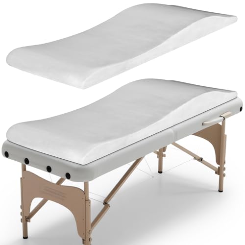 Lash Bed Topper, Ergonomic Lash Bed Foam Topper, High Density Foam Massage Table Pad, Curvy Esthetician Mattress, Washable Massage Table Padding Cushion for Beauty Salon, 70.8in×23.6in, Milky White