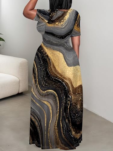 Image of Plus Size Maxi Dresses for Curvy Women T-Shirt Summer Sun Dresses Loose Fit