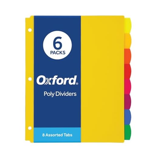 Oxford Plastic Binder Dividers for 3 Ring Binder, Durable Plastic Binder Divider, 8 Tab, Multicolor Tabs, 3 Hole Punched, Letter Size, 6 Sets (89601)