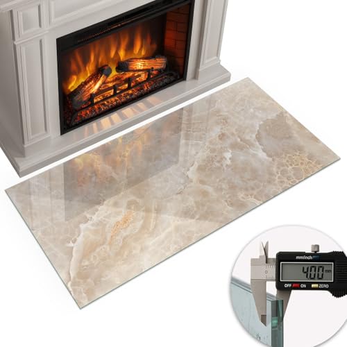 Protección para chimenea rectangular contra el calor con vidrio decorativo de 120x60 6