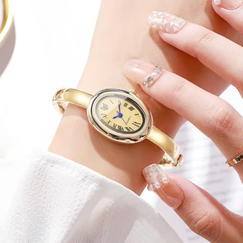 Image of Shocknshop Elegant Oval Roman Dial Women Quartz Fashion Bracelet Strap Ladies Wrist Watch for Woman and Girls -WCH197