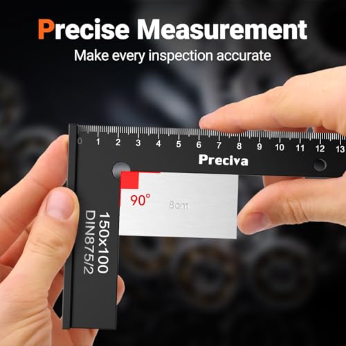 Schlosserwinkel Set, Preciva 2 Stück 90° Anschlagwinkel Zimmermannswinkel mit Messskala(cm) für Präzise Arbeiten im Metallbau und Werkstatt, Größe 100 x 70mm und 150 x 100mm – Bild 7