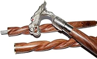 Designer Dragon Silver Handle Cane Walking Stick 3 fold