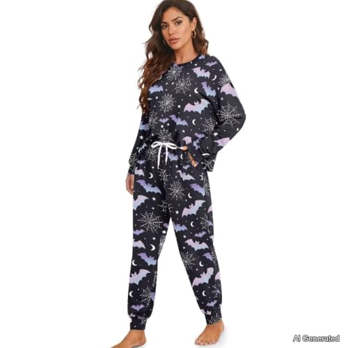 Image of Women's Pajamas Set Soft 2 Piece Loungewear Long Sleeve Pj Set Matching Sleepwear with Pockets for Women Plus Size