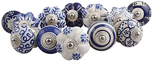 Indian-Shelf Pack of 8 Blue Floral Door Handles- Ceramic Drawer Pull- Round Door Pull- Drawer Knob- Dresser Knob- Drawer Knobs for Kids- Nursery Dresser Knobs- Cabinet Pulls and Knobs (B073DCCF35) Amazon Price History, Amazon Price Tracker