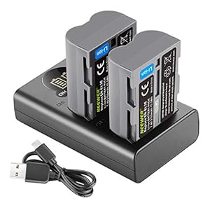Neewer 2er Pack 2100mAh Ersatzbatterie für Nikon EN-EL3e Akku und Dual USB Ladegerät mit LCD Bilschirm Kompatibel mit Nikon D70 D70s D80 D90 D100 D200 D300 D300s D700 DSRL Kameras