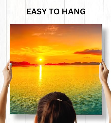 Beach Wall Art Decor - Sunset Ocean Wall Art 24X72 - Large Panoramic Beach Art Ocean Canvas Wall Art - 3 Piece Canvas Wall Art Print- Tropical Sea Ocean Picture For Wall, Living Room, Bedroom & Office #TOP5