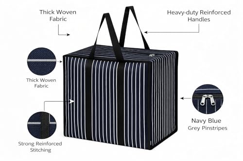 Image of Multipurpose Extra Large Big Heavy Duty Storage Organizer Canvas Bag Reusable Canvas Shopper Bag With Strong Handle (Pack of 3)