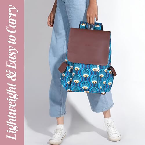 Image of Protecta Prisma Floral Printed Laptop Backpacks for Women and Men Fits 16Inch MacBooks Water-Repellent Bag for Office Collage and Travelling Print Padded Sleeve Lightweight Durable Design 18L