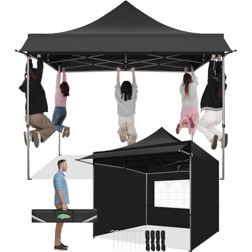 COBIZI Faltpavillon 3x3 Schwarz Wasserdicht mit Markisen