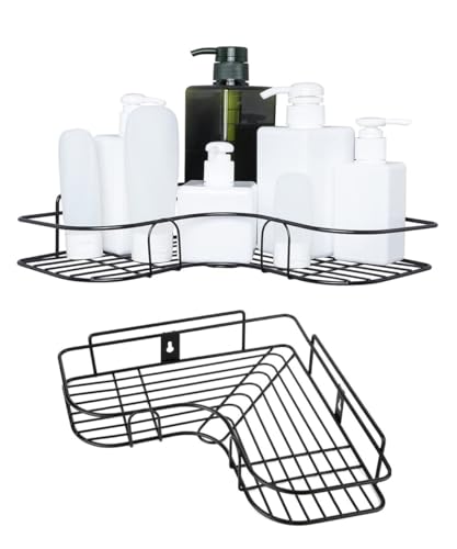 Image of Metal Bathroom Corner Rack Storage Shelves, Bathroom Storage, Bathroom Corner Shelf Organizer Storage,Shelves Weight Load Capacity - 10 Kg- Black (Black, Nhsp, Metal Iron) - Cosmetics