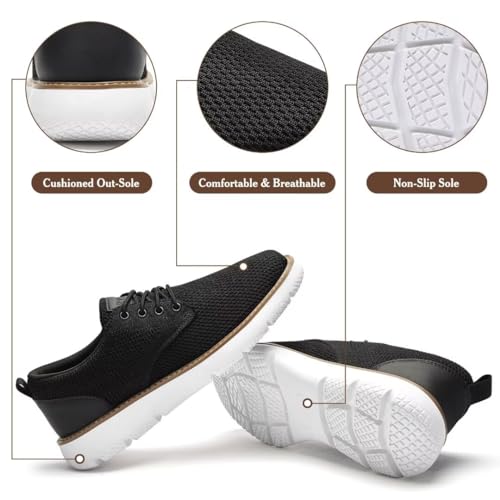 Image of Men's Breathable Mesh Comfortable Business Casual Shoes with Sneakers Design for Long Standing, Office Work, Formal Occasions & Walking Black