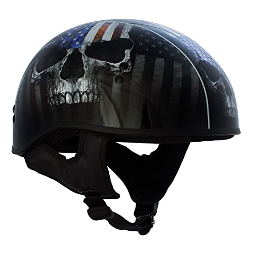 Hot Leathers Hld1042 Gloss Black 'Warrior Bullet' Advanced Dot Approved Skull Half Helmet For Men And Women Biker - Xx-Large #TOP5