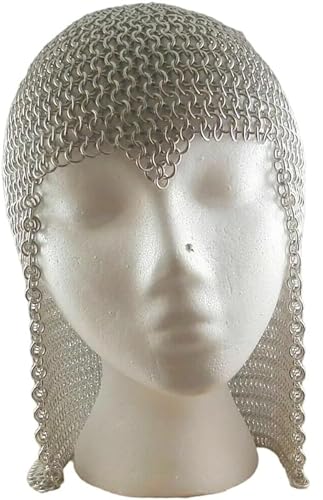 Aluminum Chainmail Coif Head Hood Butted Chainmail Head Scarf Anodized Aluminum Chainmail Hood Large Size Chainmail Headwear