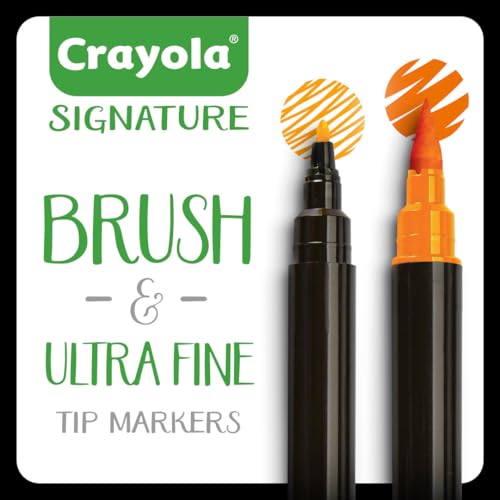 Crayola Brush & Detail Dual Tip Markers, Kids At Home Activities, 32 Colors, 16 Count