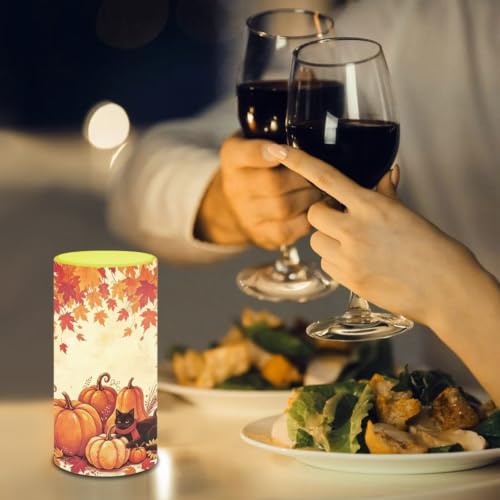 Image of Flameless Flickering Candles with Remote Timer Thanksgiving Cat