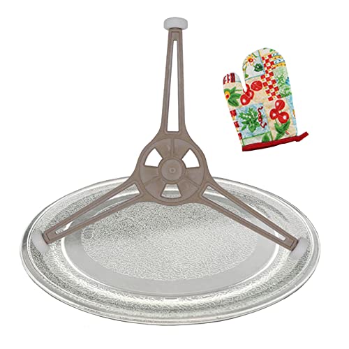 WORDFUN 24.5cm Piatto in Vetro Forno Microonde, Piatto Girevole Microonde, Piatto Universale per Microonde, Piatto Rotante di Ricambio, Spessore 5 Mm, Antiscivolo, Accessori per Microonde