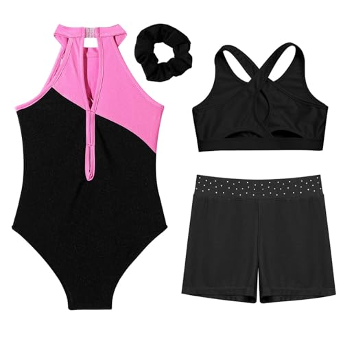 Loyan Girls 4Pcs Activewear Set Tank Biketards Tumbling Outfits Gymnastics Leotards Dance Unitards4