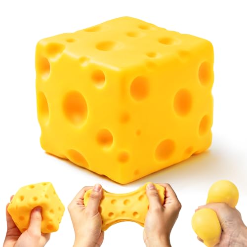 Cheese Squishy Cube Block, Slow Rising Soft Squeeze Sensory Fidget Toy, Stress & Anxiety Relief Desk Toy, Calming Gift for Adults Kids Teens, Office Home Travel Use (Yellow, 2.4 Inch)