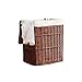 Kosze na Pranie Ręcznie tkany kosz na pranie, wiklinowy kosz na pranie z pokrywką i uchwytami, duży kosz do przechowywania, zmywalny (Color : Brown, Size : 38x28x46cm)