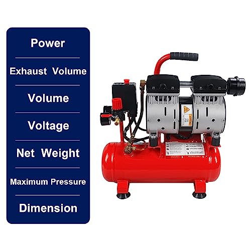 Image of HYCHIKA Portable Air Compressor | 8gal, 1.1HP, Ultra Quiet, and Efficient for Auto Repair, Tire Inflation, Spray Painting, Woodwork Nailing