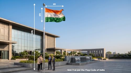 Image of The Flag Corporation Indian National All Weather Outdoor Flag of 6ft x 9ft in Knitted Polyester Hulk Knit
