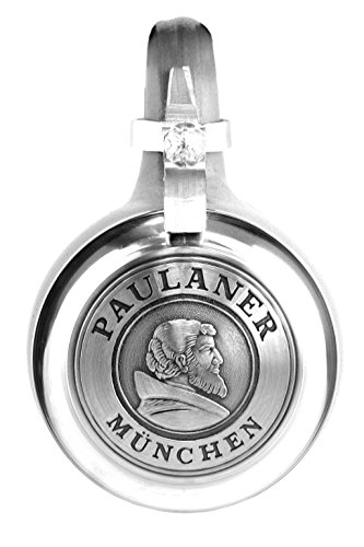 Bavariashop Steinkrug Paulaner salzglasiert mit Zinndeckel - 1,0 Liter - salzglasierter Keferloher Bierkrug