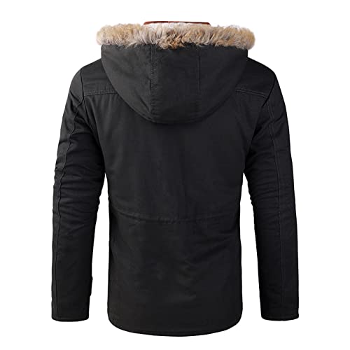 Beuu Mens Winter Parka Coat Outdoor Cargo Windproof Detachable Hooded Outerwear Heavyweight Slim Fit Fleece Warm Jackets Men's Clothing Blazer Polos Henleys Casual Button-Down Tuxedo Track Outfits #TOP3