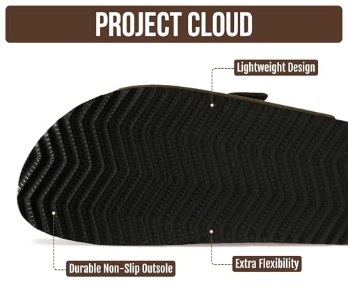 Image of Project Cloud Mens Sandals, 100% Genuine Leather Mens Slides (Heritage) | Memory Foam Insole & Cork Footbed Slides for Men Footwear Non Slip Summer Sandals for Men & Lightweight Sandals Men