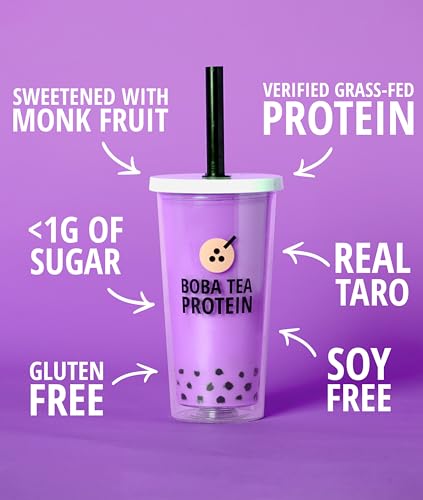 Taro Milk Tea | 25g Grass-Fed Whey Protein Isolate Powder | Gluten-Free & Soy-Free Bubble Tea Protein Drink | Real Ingredients & Lactose-Free Protein Drink | 19 Servings - Thumbnail 4