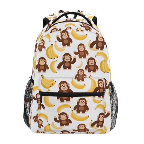 Orangutan Banana Monkey Backpack for School Boys Girls Adults Kids Bookbag Laptop Bag 18L