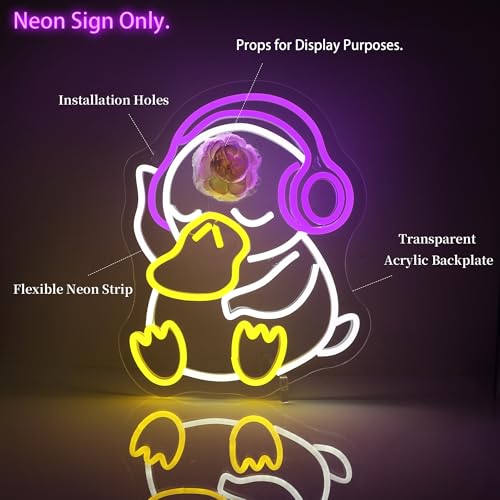 Image of Neon Sign - Duck LED Neon Signs for Wall Decor, Cute Animal Light Up Led Sign for Bedroom, Party, Bar, Game Room & Home Room Decor
