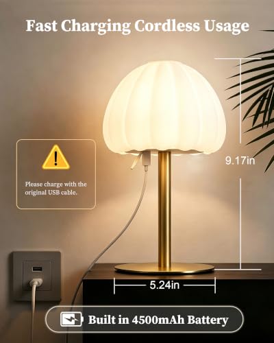 Image of Hifree Rechargeable Waterproof Shower Lamp, IP65 Cordless Touch Small Desk Light for Inside Shower, 4500mAh Battery Operated Color Changing Table Lamp for Bathroom, Bedroom, Outdoor (Gold)
