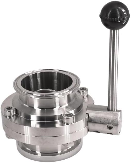 Fit 63mm Pipe OD x 2.5" Tri Clamp Sanitary Butterfly Flow Control Valve SUS 304 Stainless Beer Brewing Home