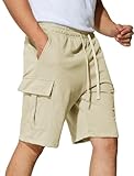 Mens Cargo Sweat Shorts Casual Elastic Waist Drawstring Gym Relaxed Fit Athletic Jogger Shorts with 5 Pockets(XL,Khaki)