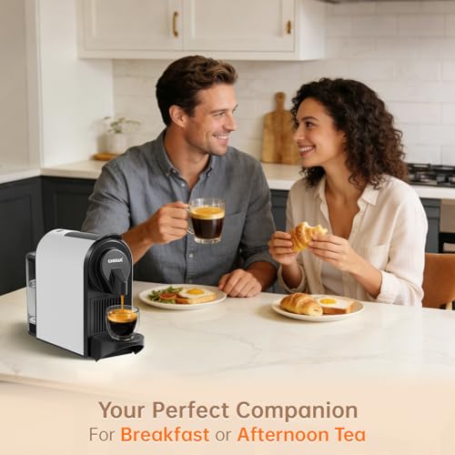 Image of CHULUX Bafe-Pro Espresso Machine for Nes Original Pods, Fast Brewing, White | 1400W Rapid Heating, Espresso Lungo Buttons, Used Capsule Drawer, Auto-Eject System, 24oz Removable Reservoir, Mini Footprint