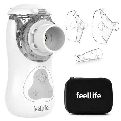 FEELLIFE Nebulizador Portatil Silencioso Tipo C Recargable, Nebulizador Bebés y Adultos Tasa de Atomización Ajustable, Nebulizador para Alivio de la tos, Rinitis y Síntomas Respiratorios