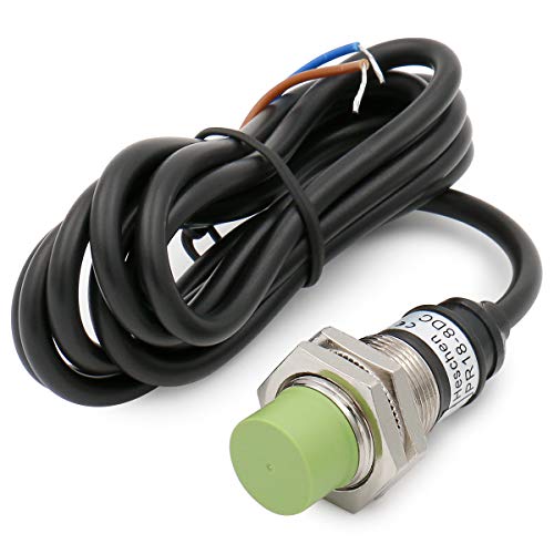 Heschen Sensor de proximidad inductivo PR18-8DC tipo cil�ndrico, detecci�n de 8 mm, M18 redondo, no blindado, 12-24VDC 2 hilos, CE (normalmente cerrado)