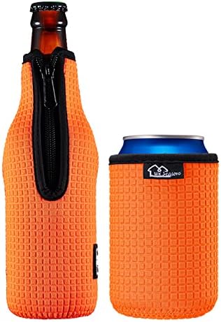 Beer Bottle Sleeve Insulators 12oz 330ml Standard Beer Bottle Cooler Covers Zip-up Bottle Jacket 12OZ Standard Can Sleeves Coolie Neoprene Insulator (Orange)