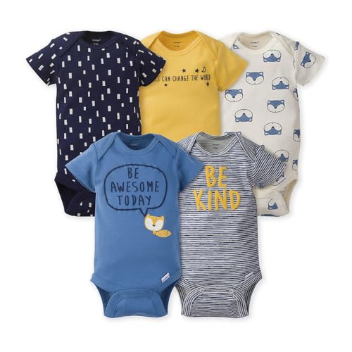 Image of Gerber Unisex Baby 5-Pack Short Sleeve Variety Onesies Bodysuits
