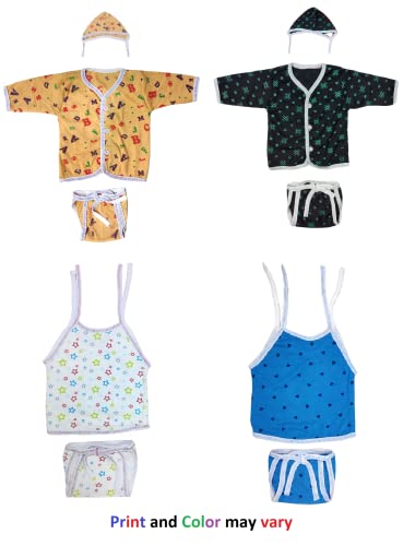 Image of TANGY Hosiery Newborn Baby Boy's and Baby Girls Jhabla Clothing Top Set(Pack of 4)